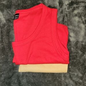 Cropped Tank Top Bundle - Shein - Tan and Red